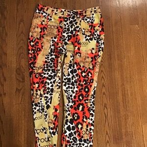 Rocco Barocco Italian Multicolor Leopard Print Women pants sz 12